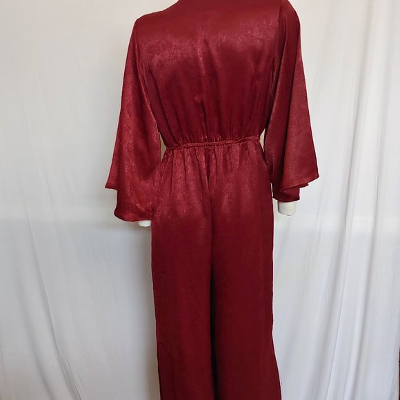 Perfectly Priscilla Classic Attraction palazzo maroon wine colored jumpsuit NWT - Picture 6 of 8
